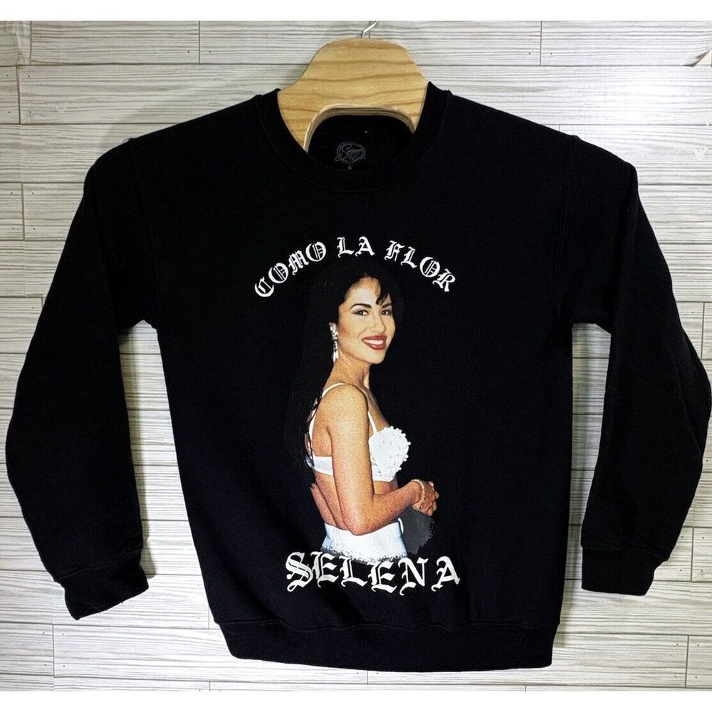 Selena Official Women's Sz Small Black Como La‎ Flor Pullover Sweatshirt